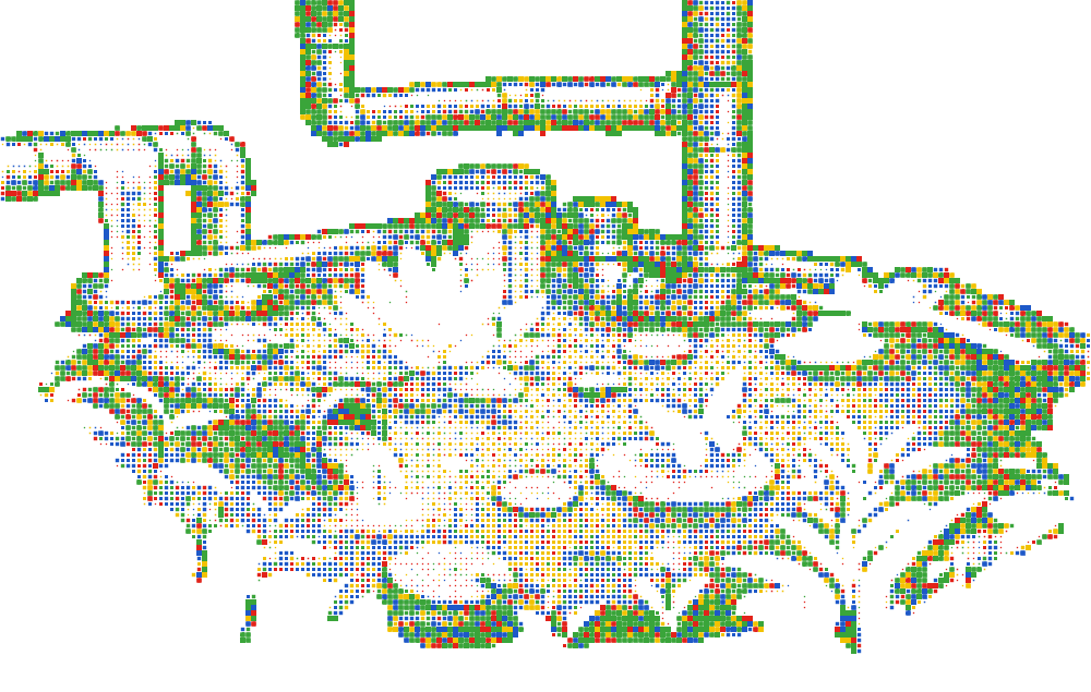 Pixel-art lotus and butterfly blooming amid industrial pipework — life making room within the system